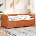 vidaXL Lit de jour cire marron 100x200 cm bois de pin massif