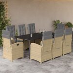 vidaXL Ensemble à manger de jardin et coussins 9 Pièces mélange beige