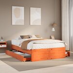 vidaXL Cadre de lit sans matelas avec tiroirs brun cire 160x200 cm pin