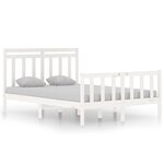 vidaXL Cadre de lit sans matelas blanc 135x190 cm bois massif