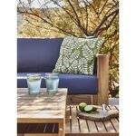 BOCARNEA Salon de jardin LEVATA OTTOMAN en bois d'acacia FSC - 5 personnes - Avec table convertible - Coussins gris anthracite