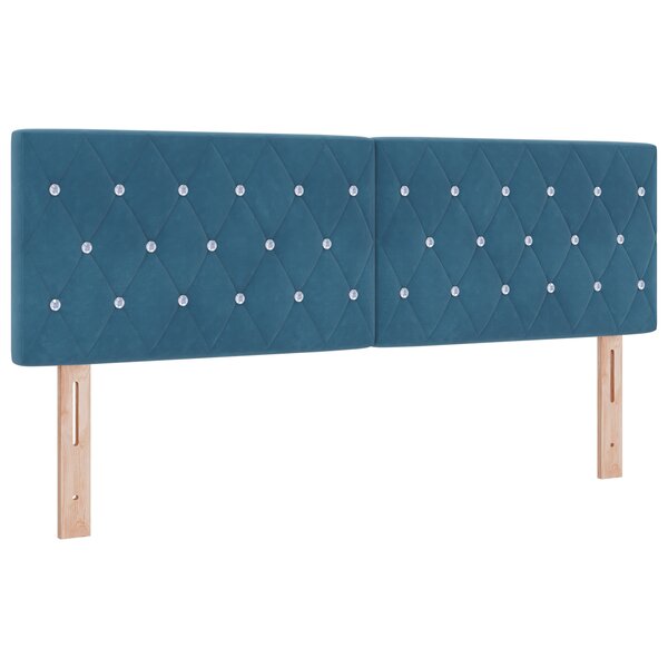 vidaXL Tête de lit LED capitonnée boutons cristal bleu marine 80 cm velours