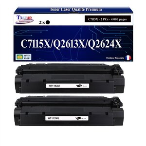 T3AZUR -2x Toners compatibles avec HP C7115X pour LaserJet 1000  1005  1200  1200N  1200SE  1220  1220SE  3300  3310 MFP  3320 MFP  3320N MFP  3330 MFP  3380