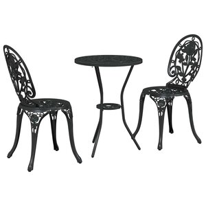 vidaXL Ensemble bistro de jardin 3 Pièces Noir Aluminium