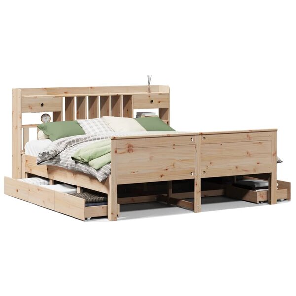 vidaXL Lit bibliothèque sans matelas 180x200 cm bois massif de pin