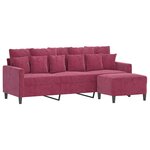 vidaXL Canapé à 3 places et repose-pieds Rouge bordeaux 180 cm Velours