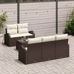 vidaXL Ensemble de canapé de jardin avec coussin 6 Pièces Marron et Crème