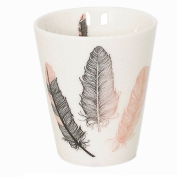 Tasse expresso en porcelaine plumes thème indien