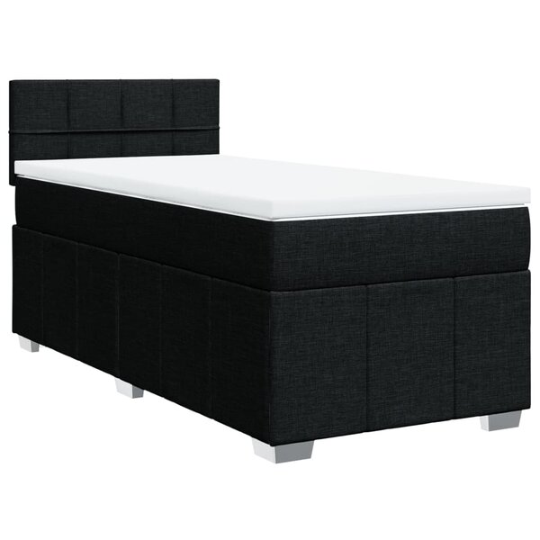 vidaXL Sommier à lattes de lit avec matelas Noir 90x190 cm Tissu