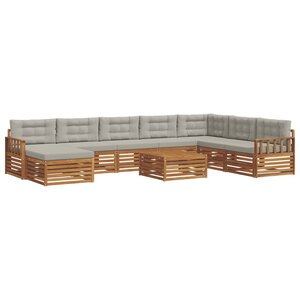vidaXL Ensemble de canapés d'extérieur 9 Pièces Gris Naturel et Clair