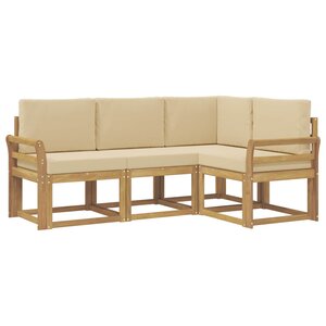 vidaXL Ensemble de canapés d'extérieur 4 pc Blanc et Beige