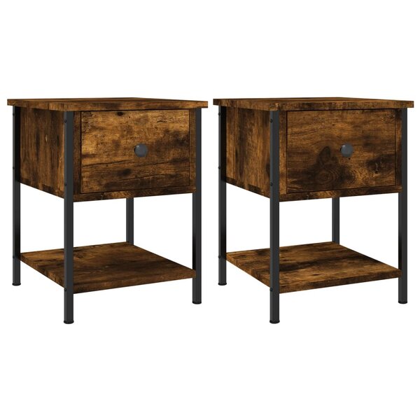 vidaXL Tables de chevet 2Pièces chêne fumé 34x35 5x45cm bois d’ingénierie