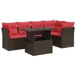 vidaXL Salon de jardin avec coussins 6Pièces marron résine tressée acacia