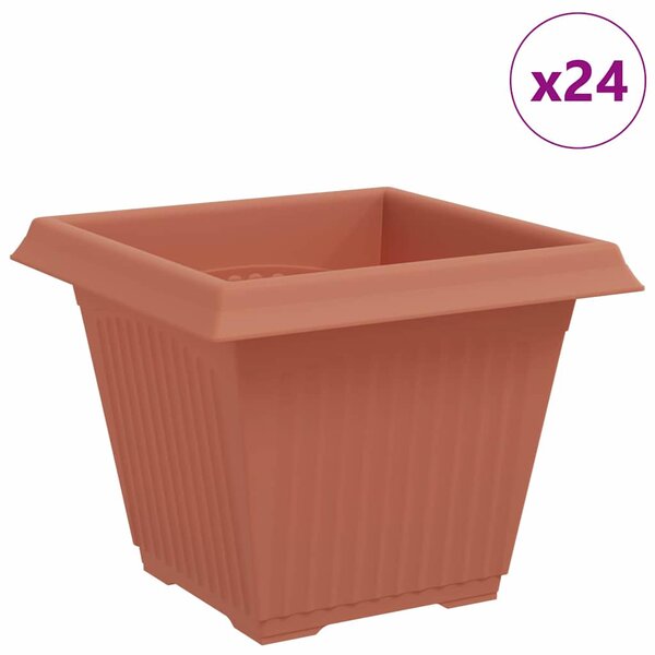 vidaXL Pot de Fleurs Carré 24 Pièces Rouge brique 38 x 38 x 30 cm