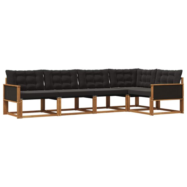 vidaXL Ensemble de canapés d'extérieur 5 pc Naturel et noir