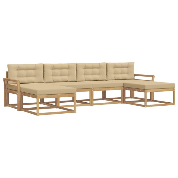 vidaXL Ensemble de canapés d'extérieur 6 pc Blanc et Beige