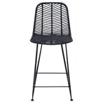 vidaXL Chaise de bar 2 Pièces Noir 44 5 x 54 5 x 97 5 cm Rotin et métal