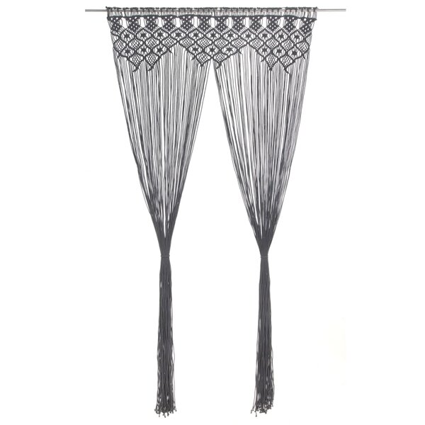 vidaXL Rideau en macramé Anthracite 140x240 cm Coton