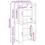 vidaXL Haut Armoire Chêne blanc et noir 69 5 x 34 x 180 cm
