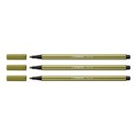 Feutre de Dessin Pointe Moyenne Pen 68 Vert épinard x 3 STABILO