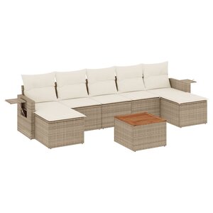 vidaXL Salon de jardin avec coussins 8 Pièces beige résine tressée