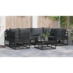 vidaXL Ensemble de canapé de jardin 6 Pièces Noir Aluminium