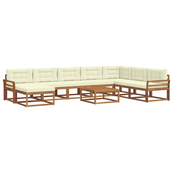 vidaXL Ensemble de canapés d'extérieur 9 Pièces Naturel et Crème
