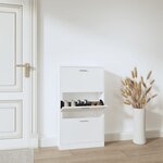 vidaXL Armoire à chaussures Blanc 59x17x108 cm Bois d'ingénierie