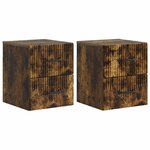 vidaXL Cabinet de chevet mural 2 Pièces Chêne fumé 34 5 x 33 x 40 cm