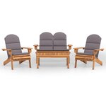 vidaXL Ensemble de salon de jardin Adirondack 4 Pièces bois acacia solide