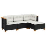 vidaXL Salon de jardin 4 Pièces avec coussins noir résine tressée