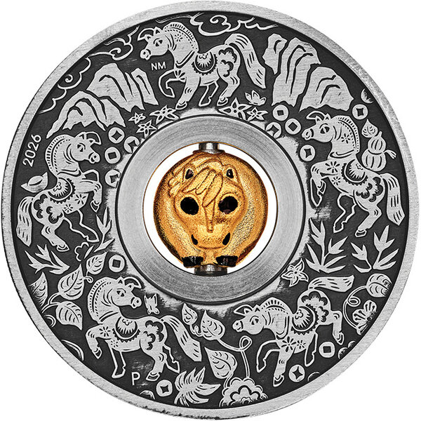 Monnaie YEAR OF THE HORSE Rotating Charm 1 Oz Argent 1$ Tuvalu 2026