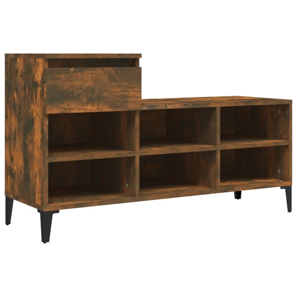 vidaXL Armoire à chaussures Chêne fumé 102x36x60 cm Bois d'ingénierie