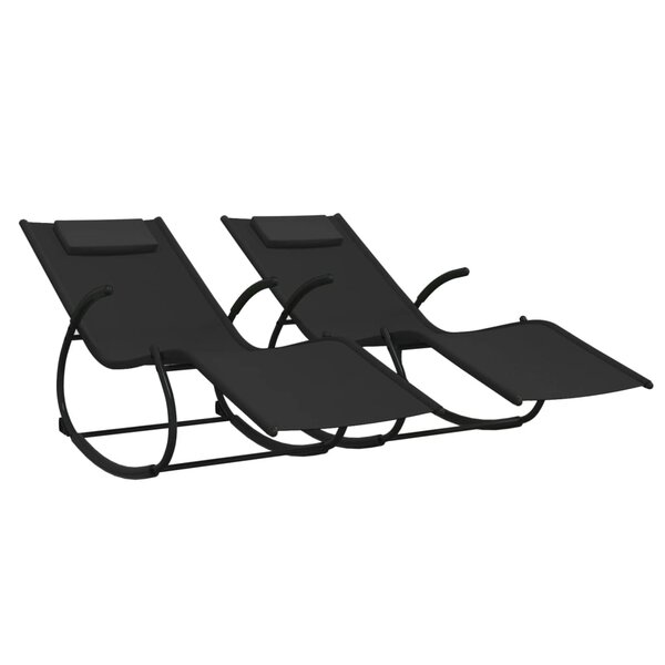 vidaXL Chaises longues à bascule 2 Pièces Noir Acier et textilène