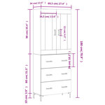 vidaXL Buffet haut Sonoma gris 69 5x34x180 cm Bois d'ingénierie