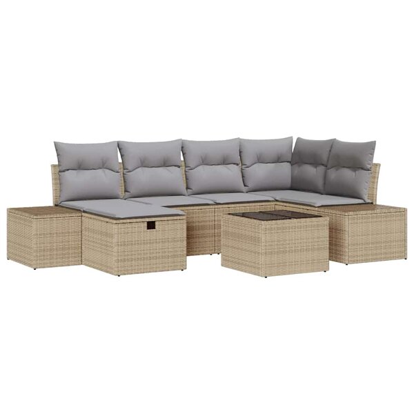 vidaXL Ensemble de canapé de jardin 7 Pièces Beige 55 x 62 x 69 cm
