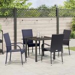 vidaXL Ensemble de salle à manger pour jardin 5 Pièces Noir Poly rotin