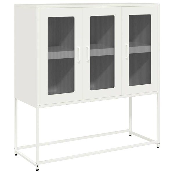 vidaXL Buffet blanc 100 5x39x107 cm acier laminé à froid