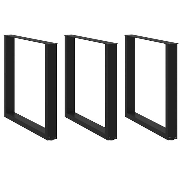 vidaXL Pieds de table à manger en U 3 pièces Noir 90 x (72-73) cm Acier