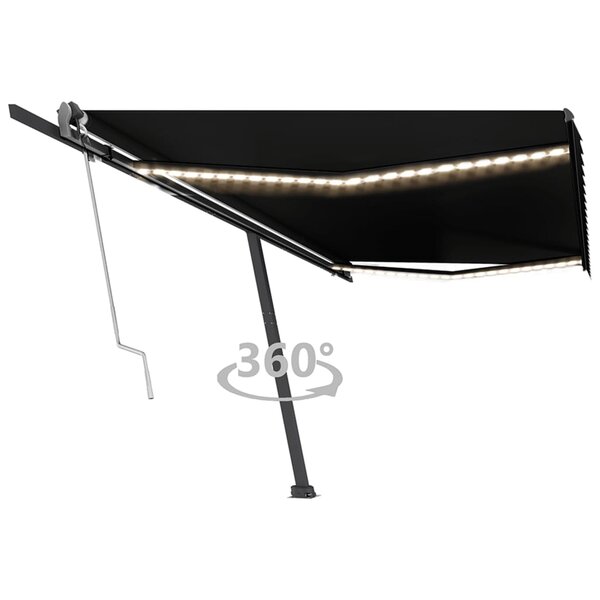 vidaXL Auvent automatique capteur de vent et LED 500x350 cm Anthracite