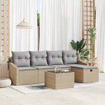 vidaXL Ensemble de canapé de jardin 6 Pièces Beige 55 x 55 x 37 cm