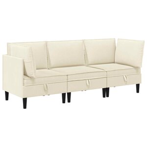 vidaXL Ensemble de meubles pour le salon 3 pc Crème Tissu