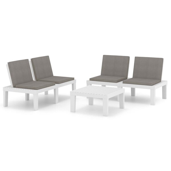 Salon de jardin meuble d'extérieur ensemble de mobilier 3 pièces avec coussins plastique blanc 02_0015986