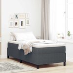 vidaXL Lit à ressorts avec matelas gris foncé - 100 x 200 cm  tissu cordon