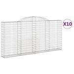 vidaXL Paniers à gabions arqués 10 Pièces 300x30x140/160 cm fer galvanisé