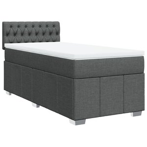 vidaXL Sommier à lattes de lit avec matelas Gris foncé 100x200cm Tissu