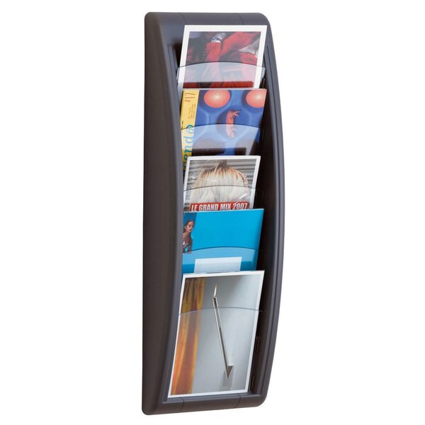 Présentoir Quick Fit System - Mural - 5 cases A5 - Anthracite