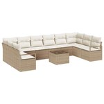 vidaXL Ensemble de canapé de jardin 11 Pièces Beige Poly rotin