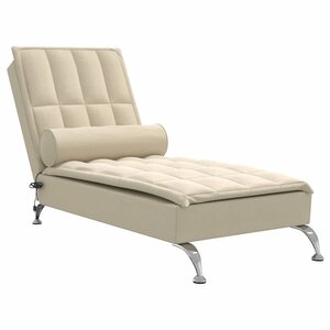 vidaXL Chaise longue de massage avec traversin crème tissu