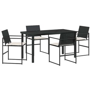 vidaXL Ensemble de salle à manger pour jardin 5 Pièces Noir et Crème